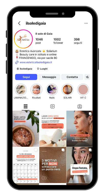 mockup pagina instagram Il Sole di Gaia